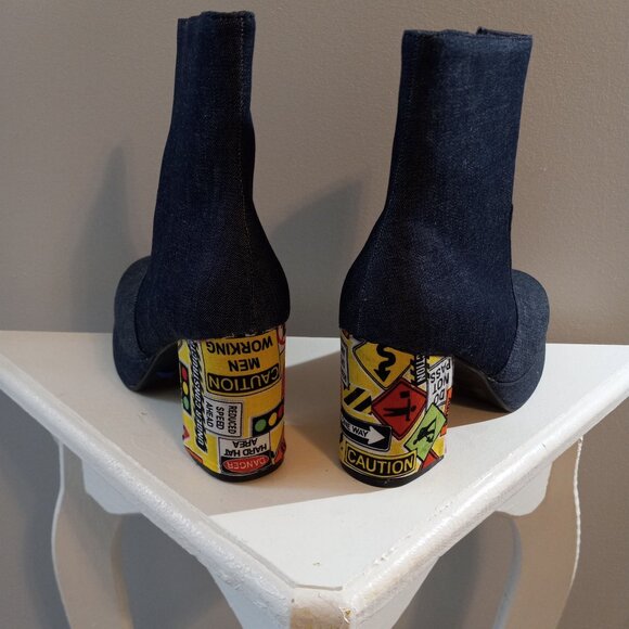 Shoes - Cartoon Heel Denim Boots